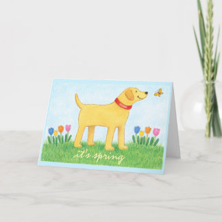 Cartão Custom Funny Yellow Dog Spring Greeting Card