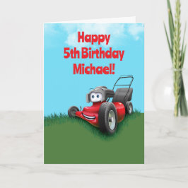 Cartão Custom Kid's Lawn Mowing Birthday