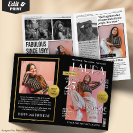 Cartão Custom Magazine Greeting Card, Fun Modern Birthday