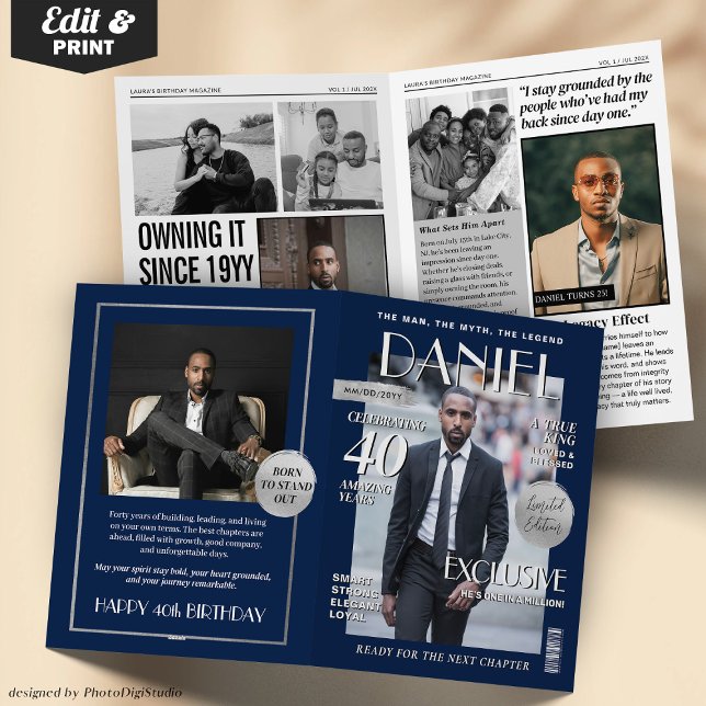 Cartão Custom Magazine Greeting Card, Fun Modern Birthday (Custom Magazine Greeting Card, Fun Modern Birthday Card)