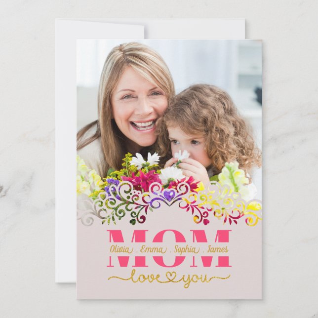 Cartão Custom Mother's Day I Photo & Personal Message (Frente)