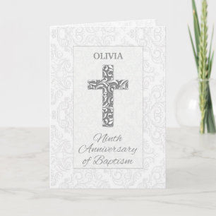 Cartão Custom Name Ninth Anniversary Baptism Blessings