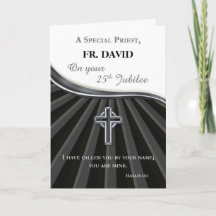 Cartão Custom Name Priest Silver Jubilee of Ordination