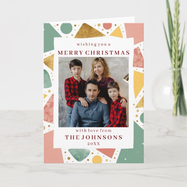Cartão Custom Photo Whimsical Geometric Frame Greeting (Frente)