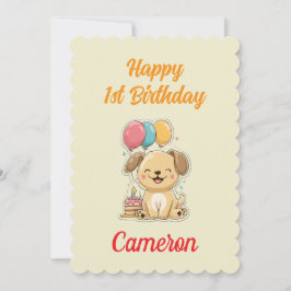 Cartão Custom Puppy 1st Birthday Card, Flat Greeting Card