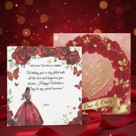 Cartão Custom Red Rose Dress Valentine's Day Card