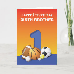 Cartão Custom Relation Birth Brother Boy 1st Birthday Spo