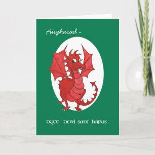 Cartão Custom St David's Day Card, Welsh, Red Dragon