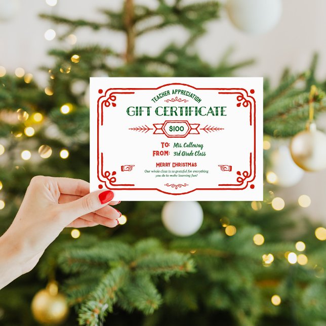 Cartão Custom Teacher Appreciation Gift Certificate (Criador carregado)