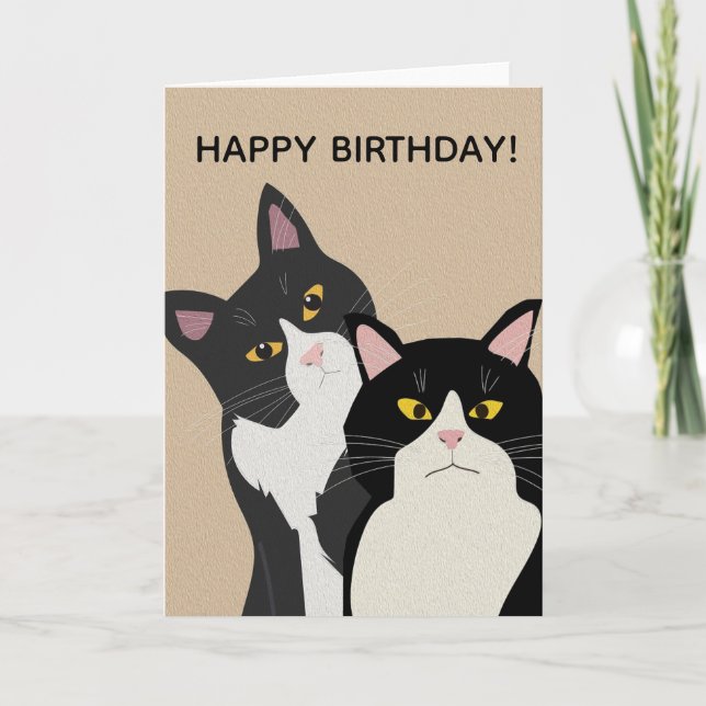 Cartão CUSTOM Two Cats Happy Birthday  (Frente)
