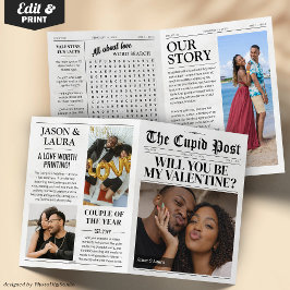 Cartão Custom Will You Be My Valentine 4-page Newspaper