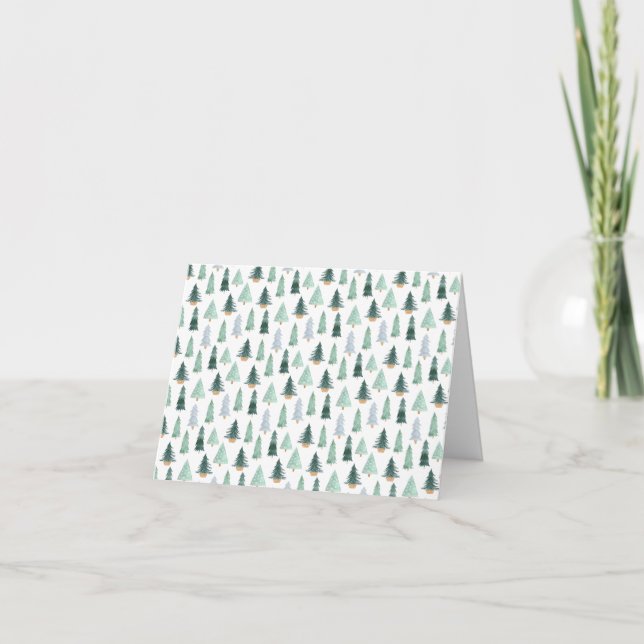 Cartão Customizable Christmas Tree Pattern Festive Card (Frente)