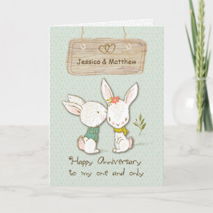 Cartão Customizable Names Wedding Anniversary to Spouse