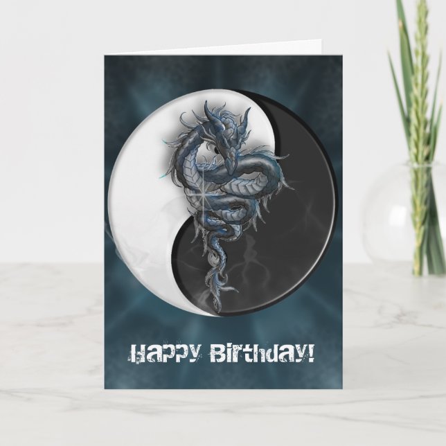 Cartão customizável do dragão chinês de Yin Yang (Frente)