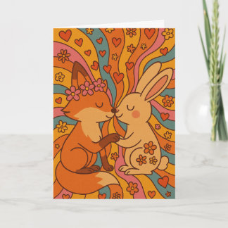 Cartão Customize the Inside Fox & Rabbit Valentine's Day