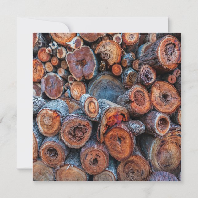 Cartão Cut Tree Logs Stacked Together Pattern Photograph (Frente)