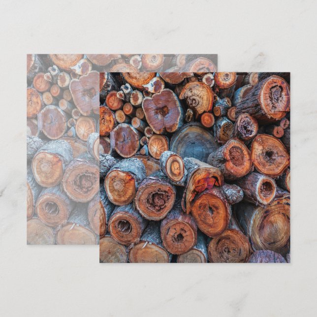 Cartão Cut Tree Logs Stacked Together Pattern Photograph (Frente/Verso)