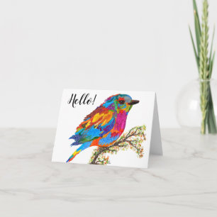 Cartão Cute and Colorful Bird on a Branch Greeting Card
