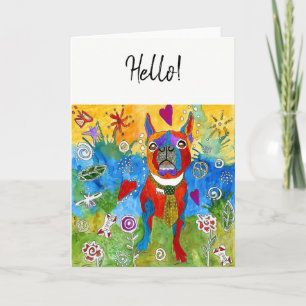 Cartão Cute and Colorful Boston Terrier Greeting Card