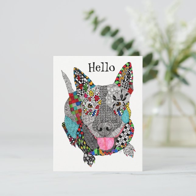 Cartão Cute and Colorful Pitbill Greeting Card (Em pé/Frente)