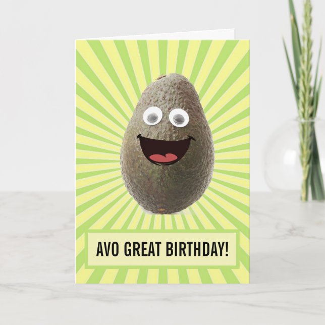 Cartão Cute Avocado Engraçado Tem Um Aniversário Excelent (Frente)