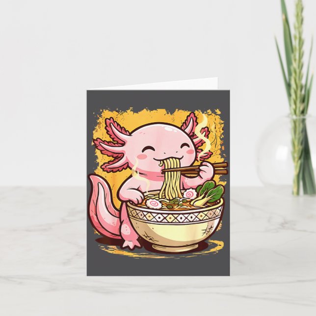 Cartão Cute Axolotl Eats Ramen Noodles Axolotls Ramen  (Frente)