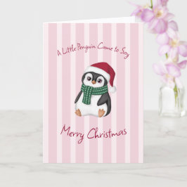 Cartão Cute Baby Penguin Wearing Santa Hat Christmas