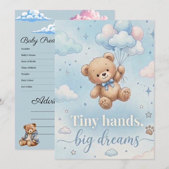 Cartão Cute Baby shower invitation with prediction game (Frente/Verso)