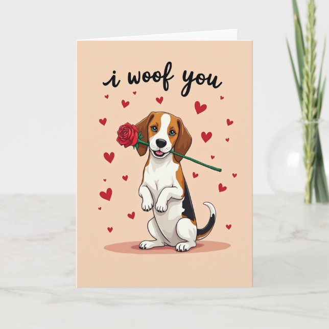 Cartão Cute Beagle Eu Au Au Você (Frente)