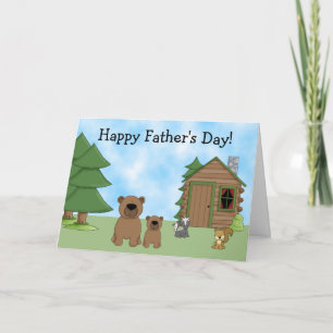 Cartão Cute Bears and Cabin Father's Day Card