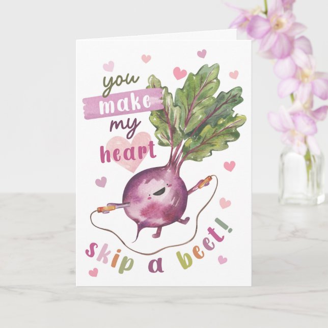 Cartão Cute Beet Valentine’s - My Heart Skip a Beet (Orquídea)
