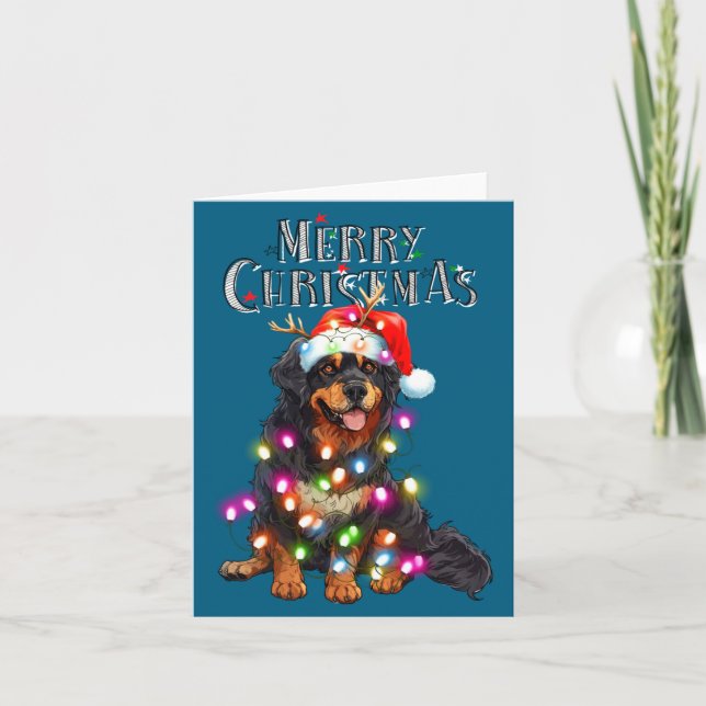 Cartão Cute Bernese Mountain Christmas Lights Xmas Dog Lo (Frente)