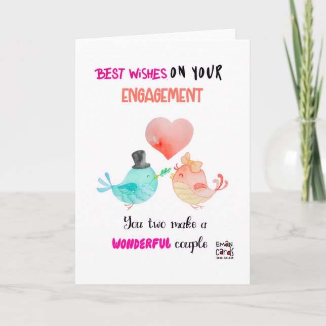 Cartão Cute Birds Engagement Card (Frente)
