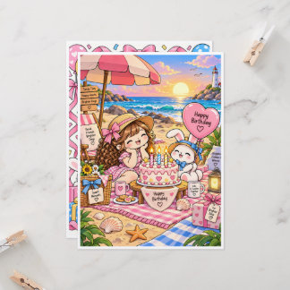 Cartão Cute Birthday Greeting Card – Blank Inside – Kawai