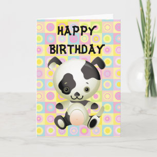 Cartão Cute Black and white Puppy Dog Birthday Card