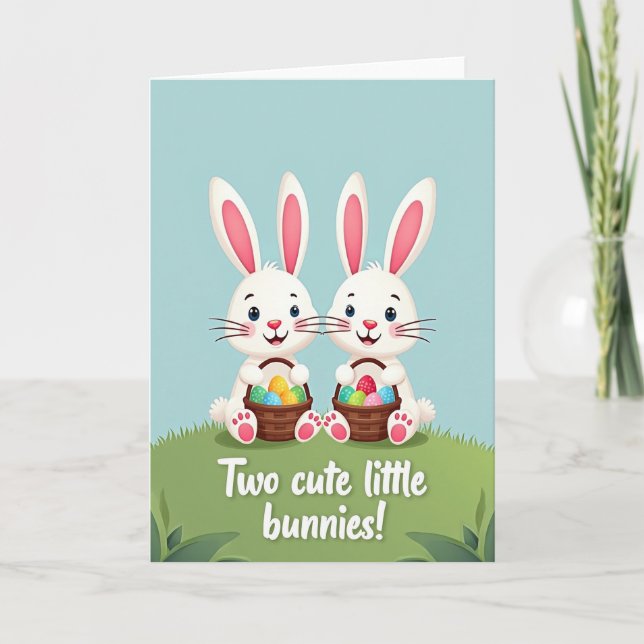 Cartão Cute Bunny Friends Happy Day Card (Frente)
