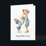Cartão Cute Bunny Giving Mom Flowers Happy Mother’s Day<br><div class="desc">A sweet and whimsical Mother’s Day card featuring an adorable bunny happily giving Mom a bouquet of flowers. The charming storybook-style illustration captures the joyful moment of a child showing love and appreciation for their mother. A heartfelt Mother’s Day card perfect for celebrating Mom and making her smile.</div>