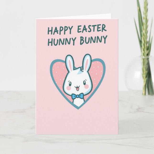 Cartão Cute Bunny Heart Greeting Card (Frente)