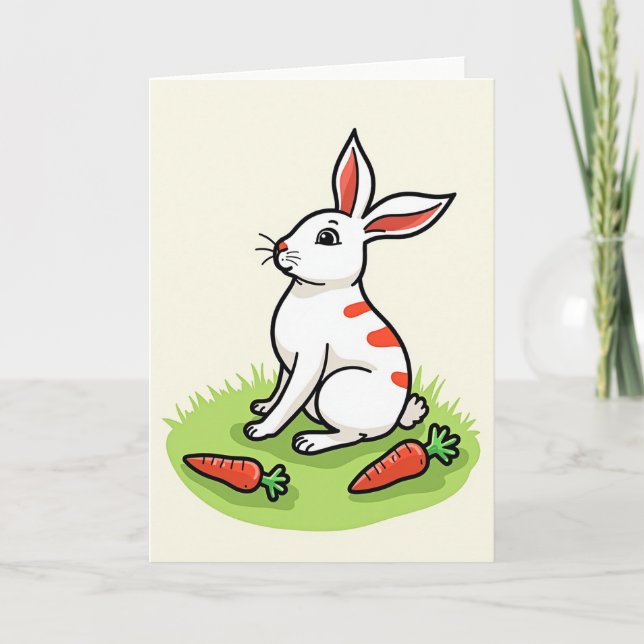 Cartão Cute Bunny Rabbit Scene Card (Frente)