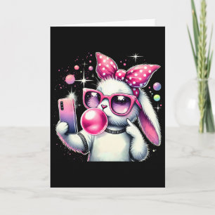 Cartão Cute Bunny Selfie Chiclete Estética Dia de Páscoa