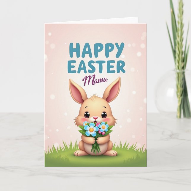 Cartão Cute Bunny Spring Bouquet Card (Frente)