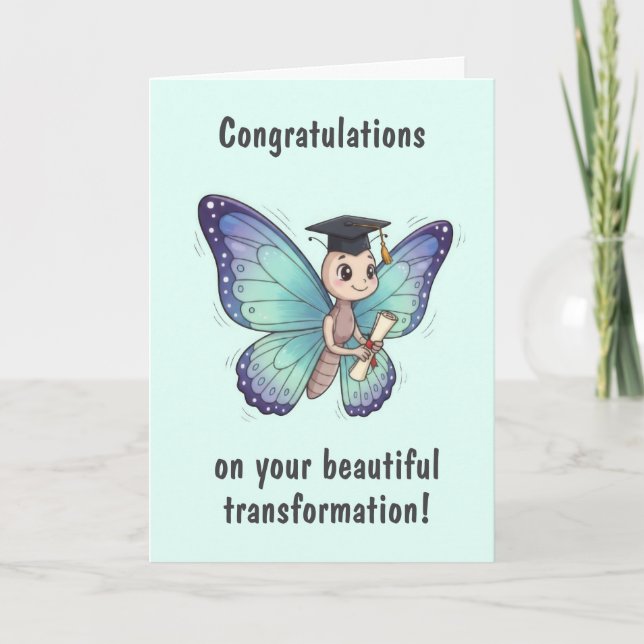 Cartão Cute Butterfly Graduation Card (Frente)