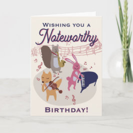 Cartão Cute Cartoon Animal Band Woodland Musical Birthday