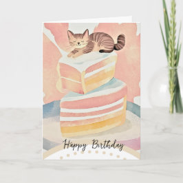 Cartão cute cat happy birthday