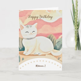 Cartão cute cat happy birthday