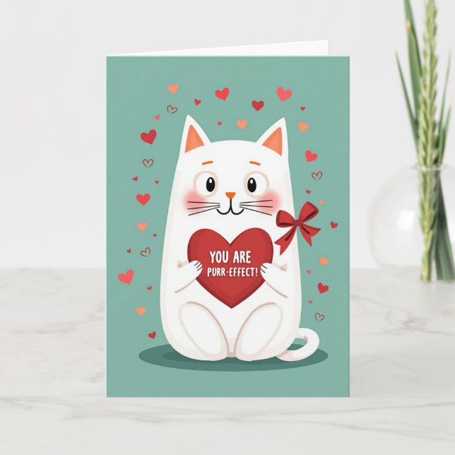 Cartão Cute Cat Purrfect Valentine Card (Frente)