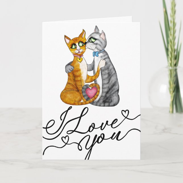 Cartão Cute Cats Valentine’s Day I Love You Card (Frente)