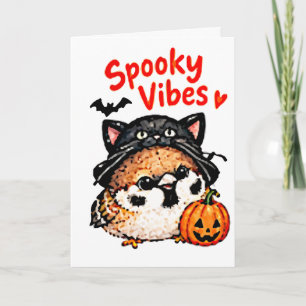 Cartão Cute Chibi Pardal Pássaro Halloween