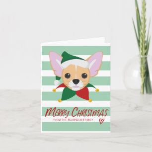 Cartão Cute Chihuahua Merry Christmas Holiday Greeting
