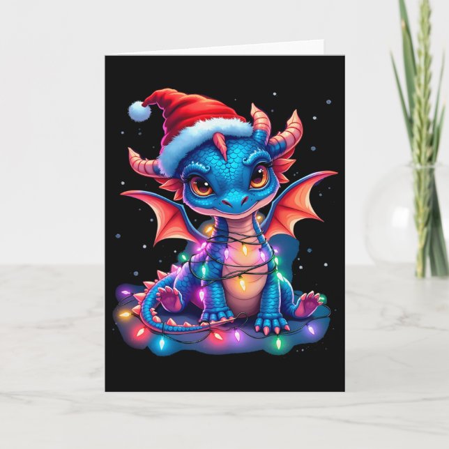 Cartão Cute Christmas Dragon  (Frente)